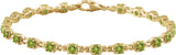 14K Gold Round Natural Peridot Line Bracelet - Yellow Gold