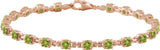 14K Gold Round Natural Peridot Line Bracelet - Rose Gold