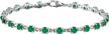 14K Gold Round Lab-Grown Emerald Line Bracelet – 3.5mm Stones - White Gold