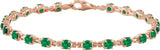 14K Gold Round Lab-Grown Emerald Line Bracelet – 3.5mm Stones - Rose Gold