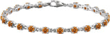 14K Gold Round Natural Citrine Line Bracelet - White Gold