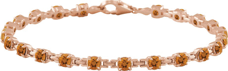 14K Gold Round Natural Citrine Line Bracelet - Rose Gold