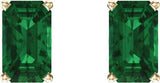 14K Gold Lab-Grown Emerald Emerald 4-Prong Scroll Setting Stud Earrings - Yellow Gold - view 2