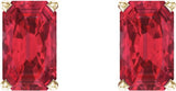 14K Gold Lab-Grown Ruby Emerald 4-Prong Scroll Setting Stud Earrings - Yellow Gold - view 2