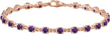 14K Gold Round Natural Amethyst Line Bracelet - Rose Gold
