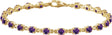 14K Gold Round Natural Amethyst Line Bracelet - Yellow Gold