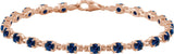 14K Gold Round Lab-Grown Blue Sapphire Line Bracelet – 3.5mm Stones - Rose Gold