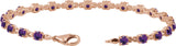 14K Gold Round Natural Amethyst Line Bracelet - Rose Gold - view 3