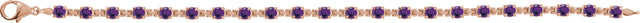 14K Gold Round Natural Amethyst Line Bracelet - Rose Gold - view 2
