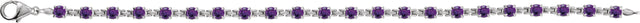 14K Gold Round Natural Amethyst Line Bracelet - White Gold - view 2