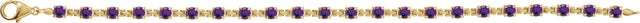 14K Gold Round Natural Amethyst Line Bracelet - Yellow Gold - view 2