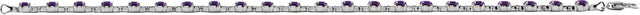 14K Gold Round Natural Amethyst Line Bracelet - White Gold - view 4
