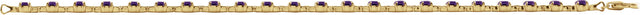 14K Gold Round Natural Amethyst Line Bracelet - Yellow Gold - view 4
