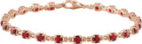 14K Gold Round Natural Mozambique Garnet Line Bracelet - Rose Gold