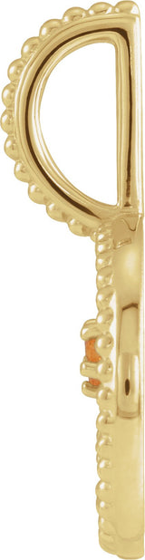 14K Gold Round Natural Spessartite Garnet & Natural Diamond Zodiac Pendant – 0075 CTW - Yellow Gold - view 2
