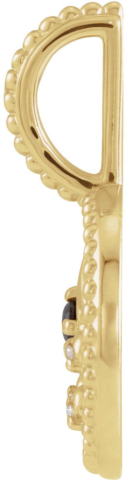 14K Gold Round Natural Black Spinel & Natural Diamond Zodiac Pendant - Yellow Gold - view 2