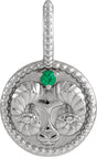 Platinum Round Natural Emerald & Natural Diamond Zodiac Pendant