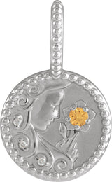 Platinum Round Natural Spessartite Garnet & Natural Diamond Zodiac Pendant – 0075 CTW