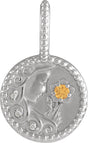 14K Gold Round Natural Spessartite Garnet & Natural Diamond Zodiac Pendant – 0075 CTW - White Gold