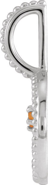 Platinum Round Natural Spessartite Garnet & Natural Diamond Zodiac Pendant – 0075 CTW - view 3