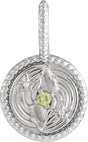 Platinum Round Natural Peridot & Natural Diamond Zodiac Pendant