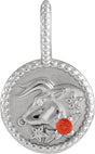 Platinum Round Natural Mexican Fire Opal & Natural Diamond Zodiac Pendant – 0.0025 CTW