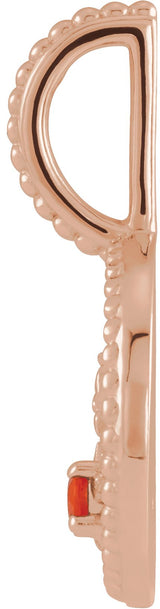 14K Gold Round Natural Mexican Fire Opal & Natural Diamond Zodiac Pendant – 0.0025 CTW - Rose Gold - view 3