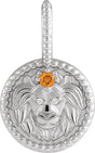 Platinum Round Natural Citrine & Natural Diamond Zodiac Pendant