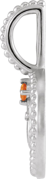 14K Gold Round Natural Citrine & Natural Diamond Zodiac Pendant - White Gold - view 2