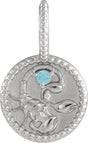Platinum Round Natural Blue Zircon & Natural Diamond Zodiac Pendant