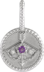 Platinum Round Natural Amethyst & Natural Diamond Zodiac Pendant