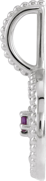 Platinum Round Natural Amethyst & Natural Diamond Zodiac Pendant - view 3