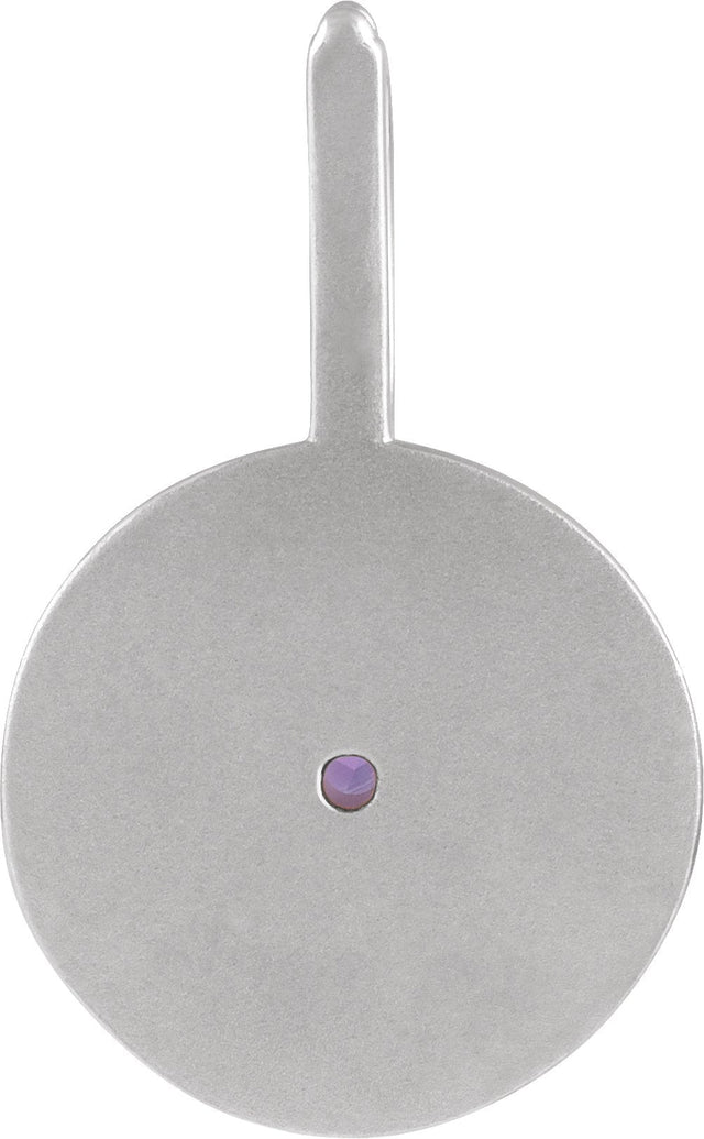 Platinum Round Natural Amethyst & Natural Diamond Zodiac Pendant - view 4