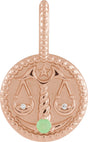 14K Gold Round Natural Diamond Zodiac Pendant - Rose Gold