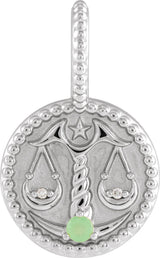 Platinum Round Natural Diamond Zodiac Pendant