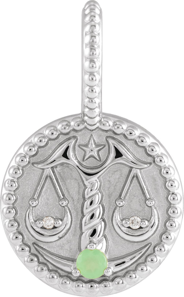 Platinum Round Natural Diamond Zodiac Pendant
