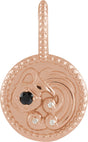 14K Gold Round Natural Black Spinel & Natural Diamond Zodiac Pendant - Rose Gold