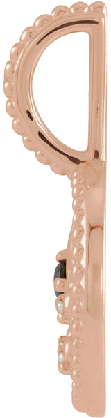 14K Gold Round Natural Black Spinel & Natural Diamond Zodiac Pendant - Rose Gold - view 3