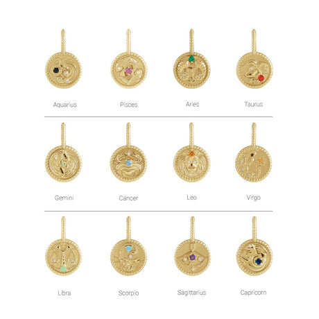 Platinum Round Natural Citrine & Natural Diamond Zodiac Pendant - view 2