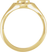 14K Gold Round Natural Diamond Halo-Style Signet Ring - Yellow Gold - view 2