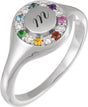 Platinum Round Natural Diamond Halo-Style Signet Ring