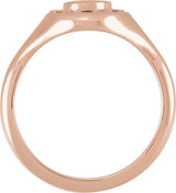14K Gold Round Natural Diamond Halo-Style Signet Ring - Rose Gold - view 2