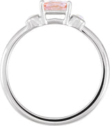 Platinum Natural Pink Morganite & Natural White Opal Oval 4-Prong Accented Ring - view 2