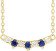 14K Gold Round Lab-Grown Blue Sapphire & Natural Diamond Accented Bar Necklace - Yellow Gold