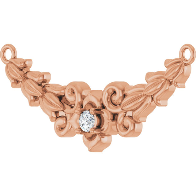 14K Gold Round Natural Diamond Floral Necklace - Rose Gold - view 2