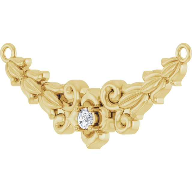 14K Gold Round Lab-Grown Diamond Floral Necklace - Yellow Gold - view 2