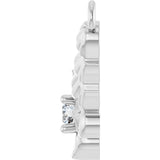 Platinum Round Lab-Grown Diamond Floral Necklace - view 3