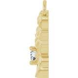 14K Gold Round Lab-Grown Diamond Floral Necklace - Yellow Gold - view 3