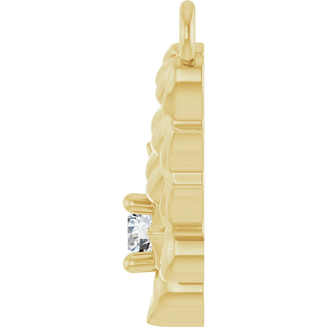 14K Gold Round Natural Diamond Floral Necklace - Yellow Gold - view 3