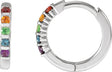 Platinum Round Natural Multi-Gemstone Rainbow Huggie Earrings